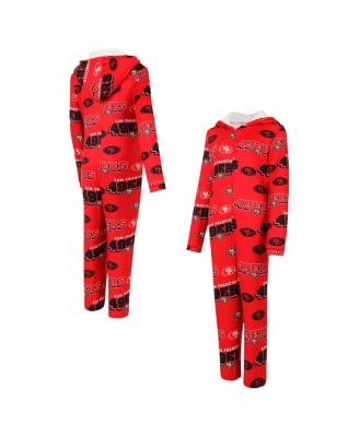Concepts Sport - Women's Scarlet San Francisco 49ers Roadway Allover Print Microfleece Full-Zip Union Suit