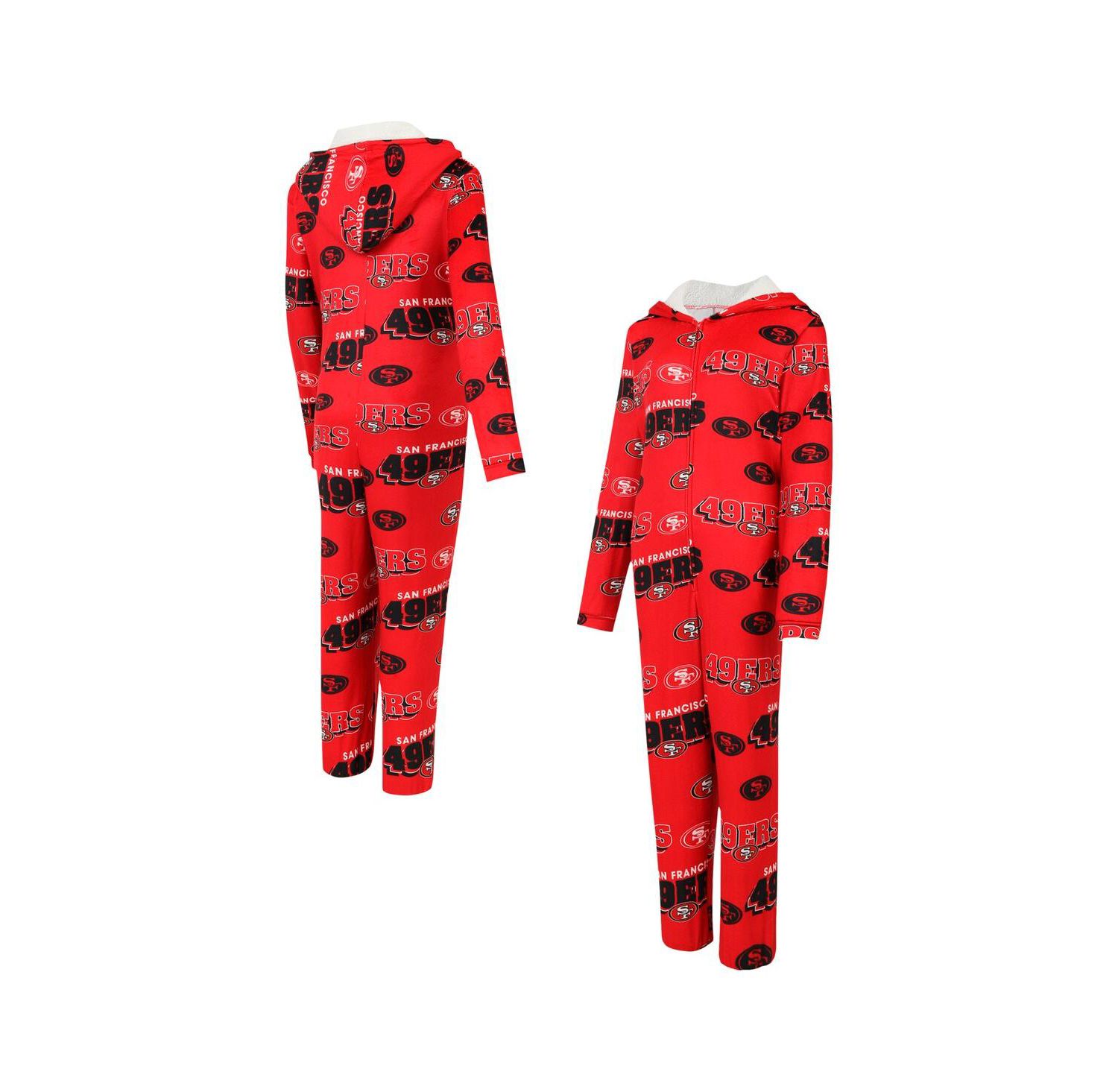 Women's Scarlet San Francisco 49ers Roadway Allover Print Microfleece Full-Zip Union Suit