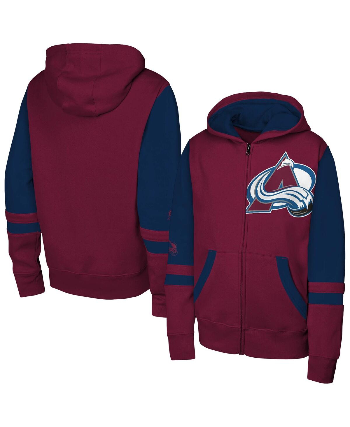Outerstuff Big Boys And Girls Burgundy Colorado Avalanche Face Off Full-zip Hoodie In Burgundy