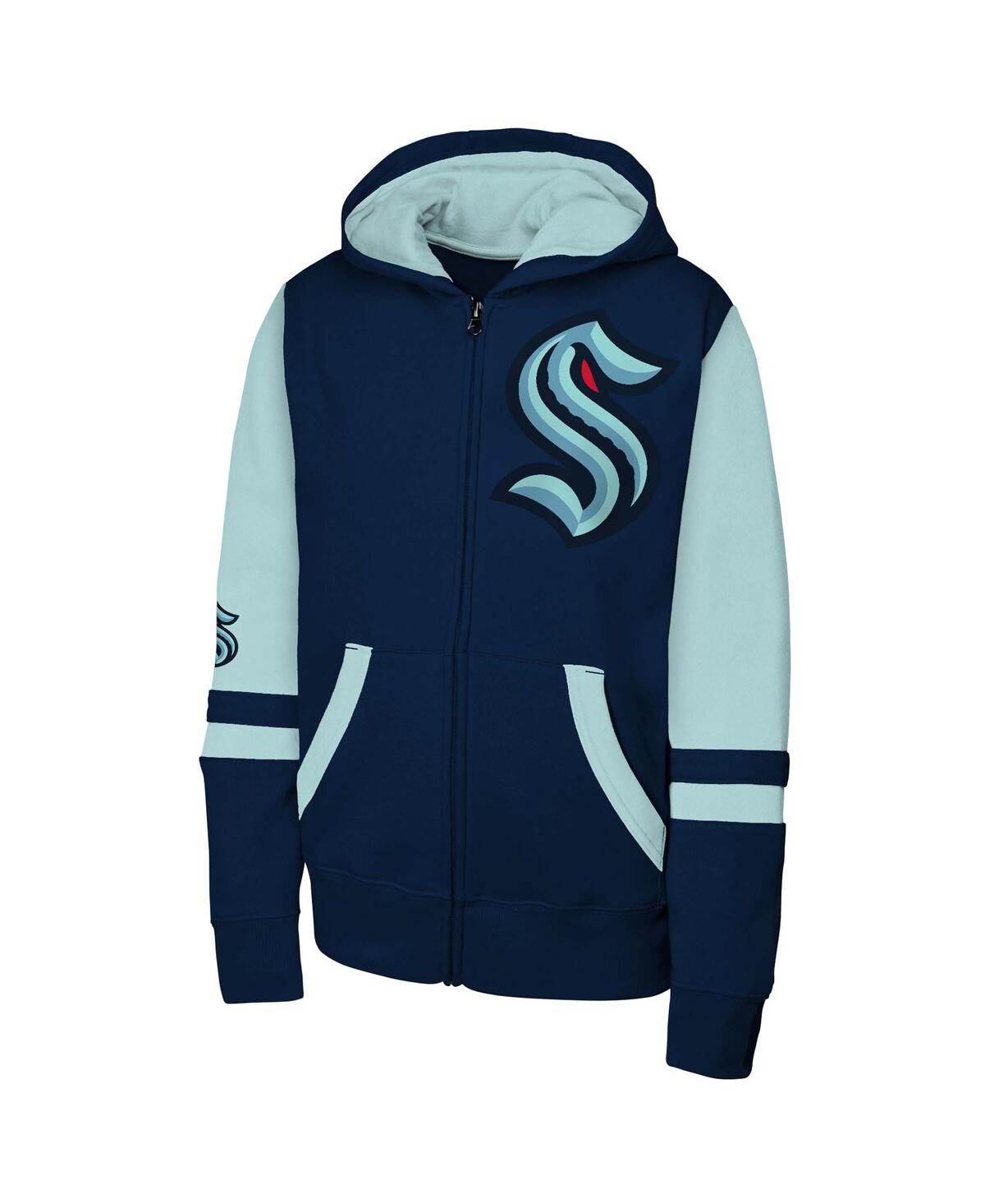 Outerstuff Big Boys And Girls Navy Seattle Kraken Face Off Full-zip Hoodie In Navy