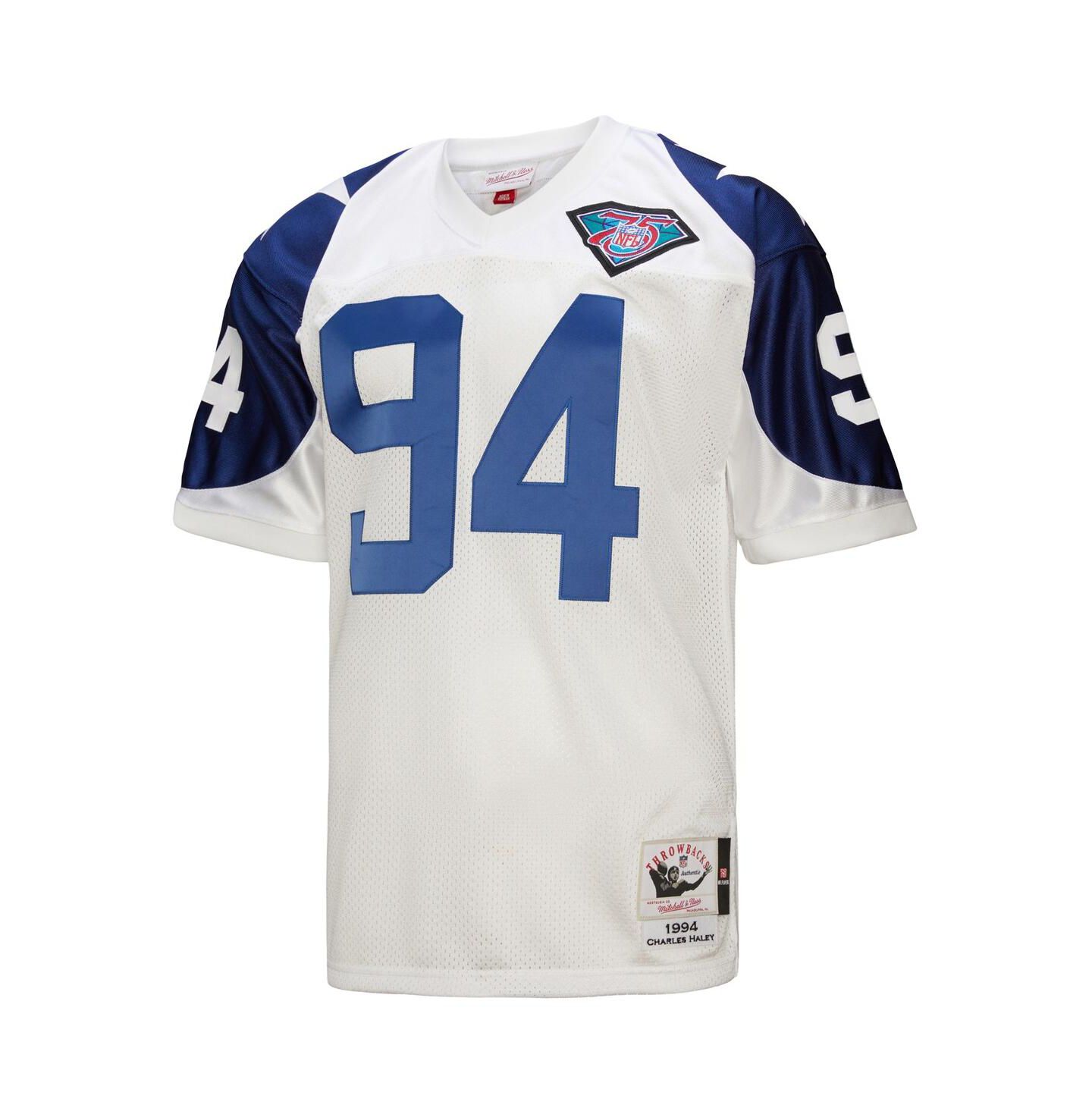 Мужской топ Mitchell & Ness Charles Haley White Dallas Cowboys 1994 Authentic Throwback Retired Player Jersey — фото 3