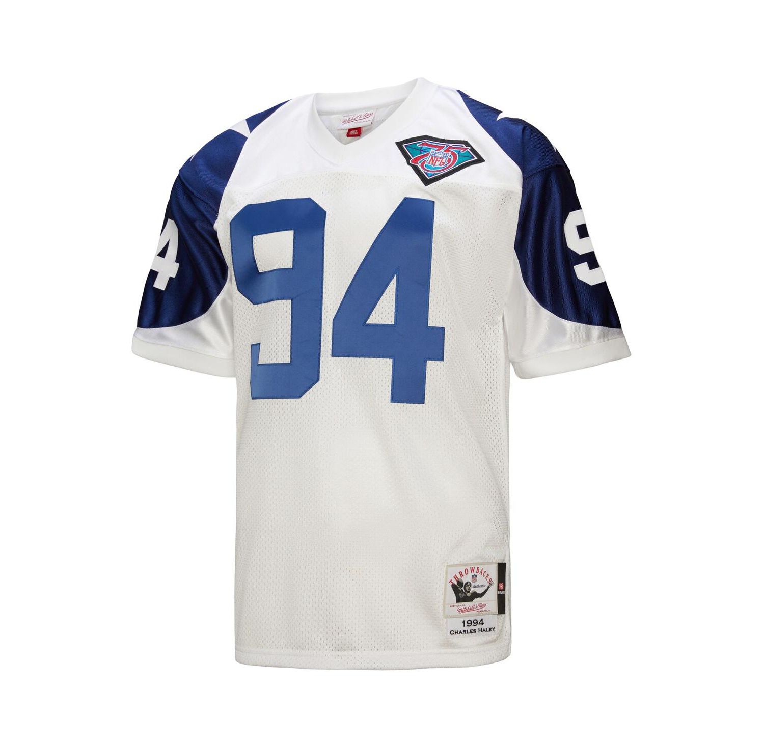 Men's Charles Haley White Dallas Cowboys 1994 Authentic Throwback Retired Player Jersey