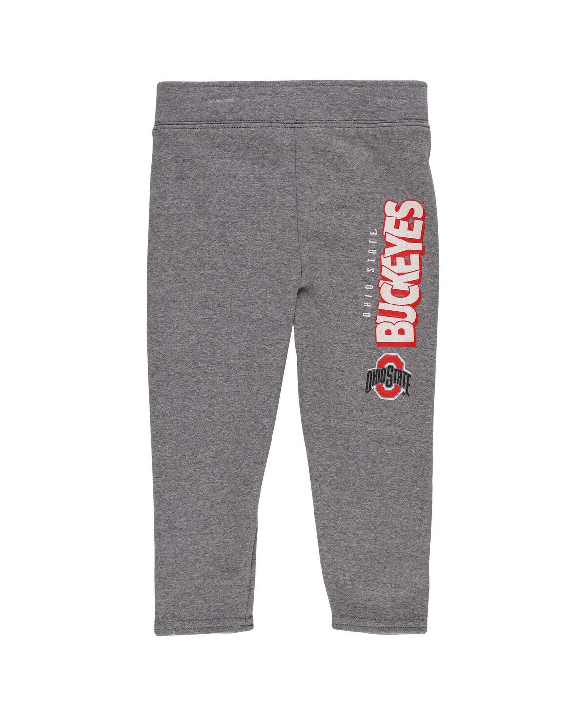 Outerstuff Girls Toddler Ohio State Buckeyes Clubhouse Pullover Hoodie And Legging Set In Scarlet,heather Gray