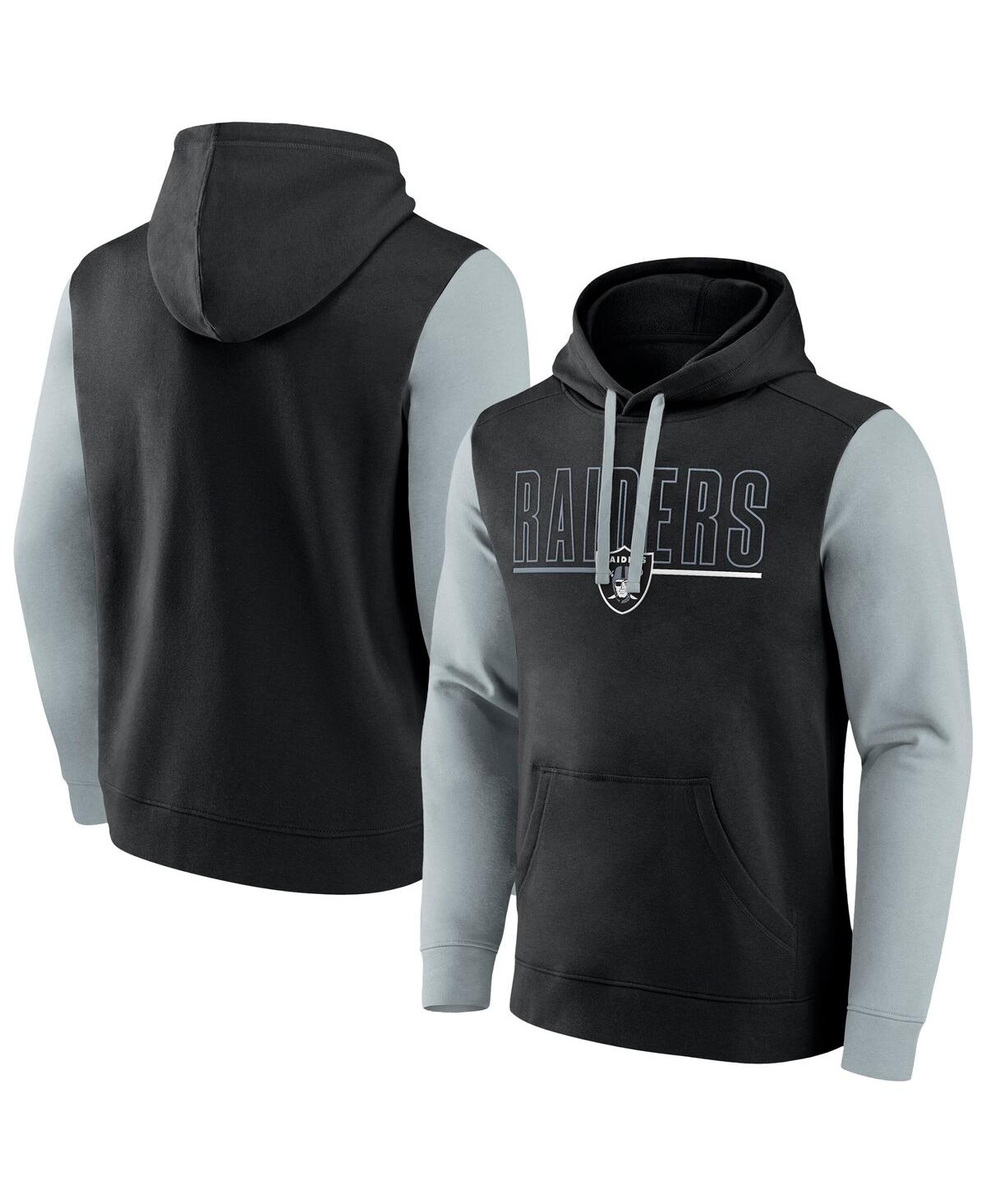 Fanatics Men's Black/gray Las Vegas Raiders Big Tall Outline Pullover Hoodie In Black,gray