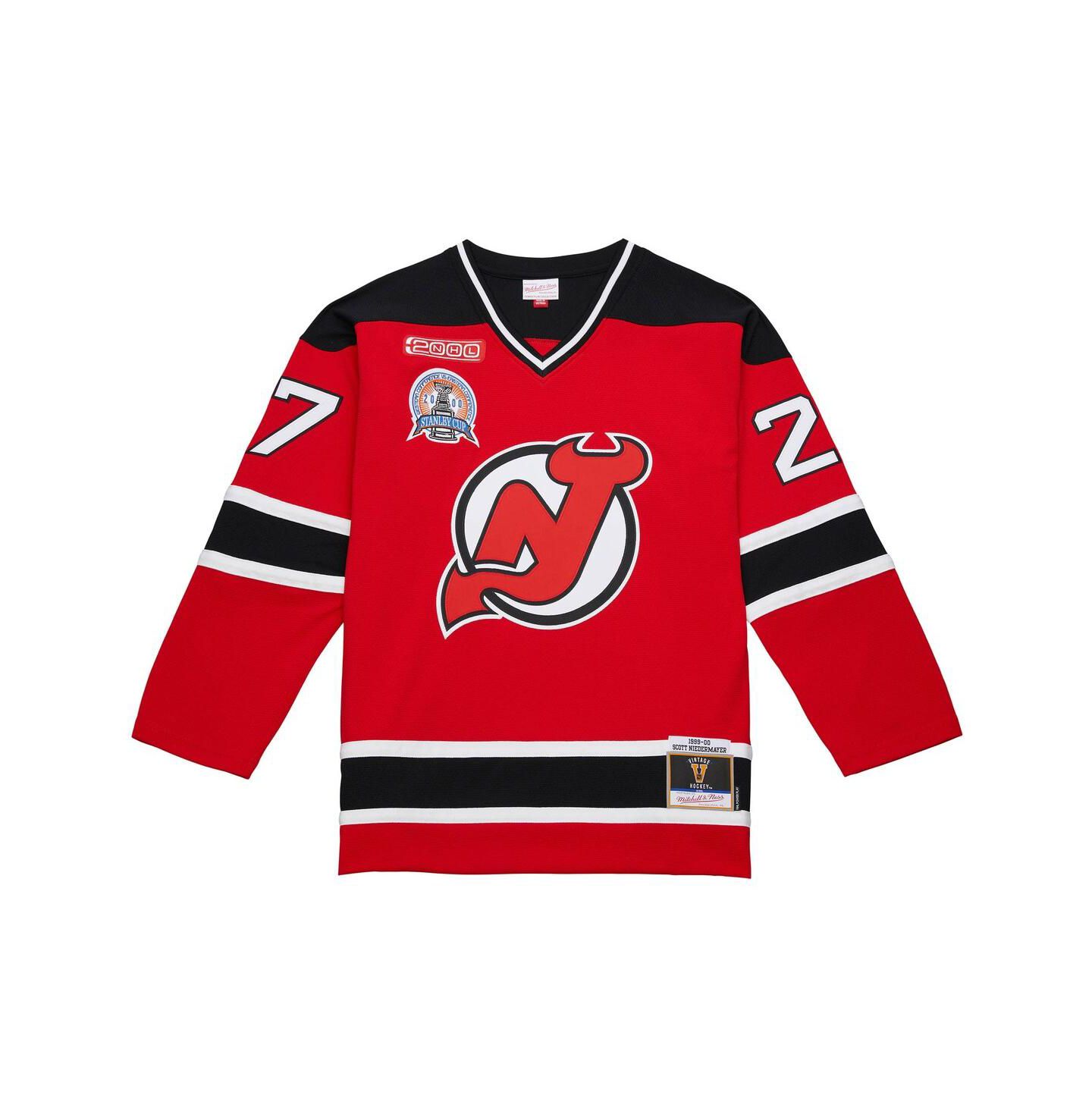 Мужской топ Mitchell & Ness Scott Niedermayer Red New Jersey Devils Big & Tall 1999/00 Blue Line 2.0 Jersey — фото 3