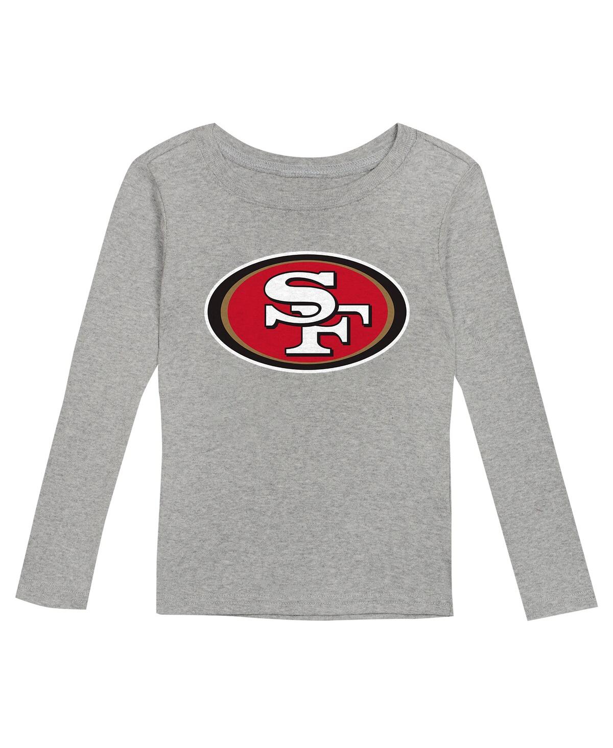 Outerstuff Preschool Heather Gray San Francisco 49ers Long Sleeve T-shirt And Pants Sleep Set In Heather Gray