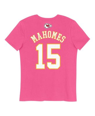 Big Girls Patrick Mahomes Pink Kansas City Chiefs Player Name Number T-Shirt