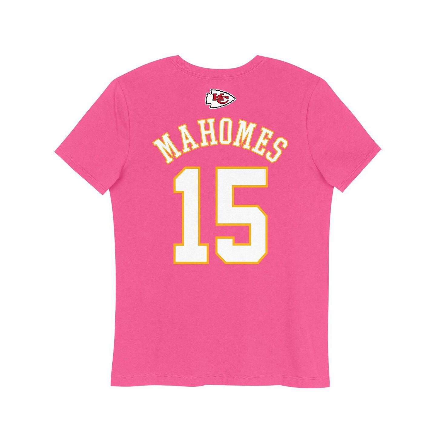 Футболка Nike Patrick Mahomes Pink Kansas City Chiefs Player Name & Number T-Shirt для девочек — фото 2