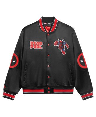 Men's Black/Red Deadpool Fanimation Satin Full-Snap Jacket