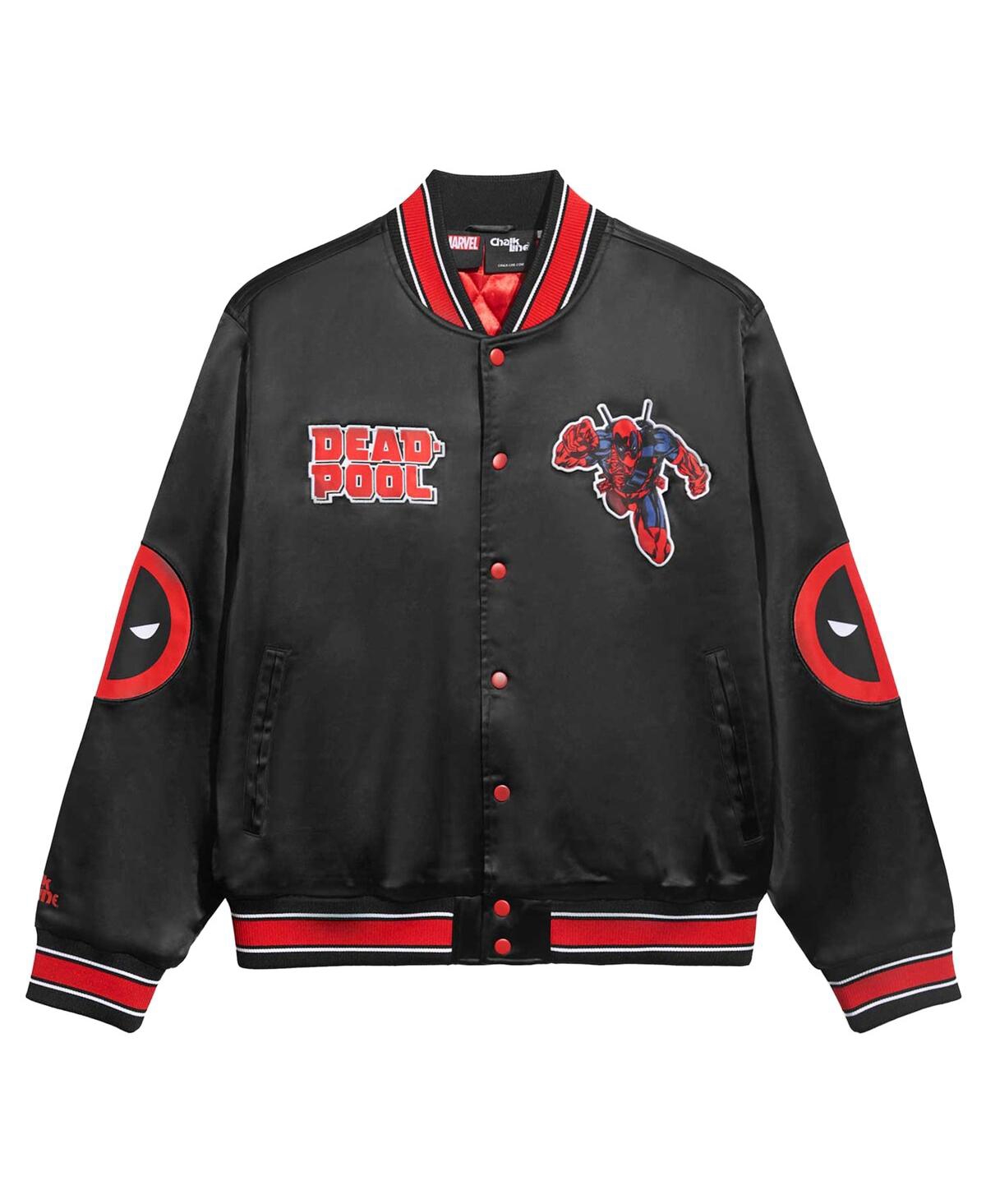 CHALK LINE MEN'S BLACK/RED DEADPOOL FANIMATION SATIN FULL-SNAP JACKET 