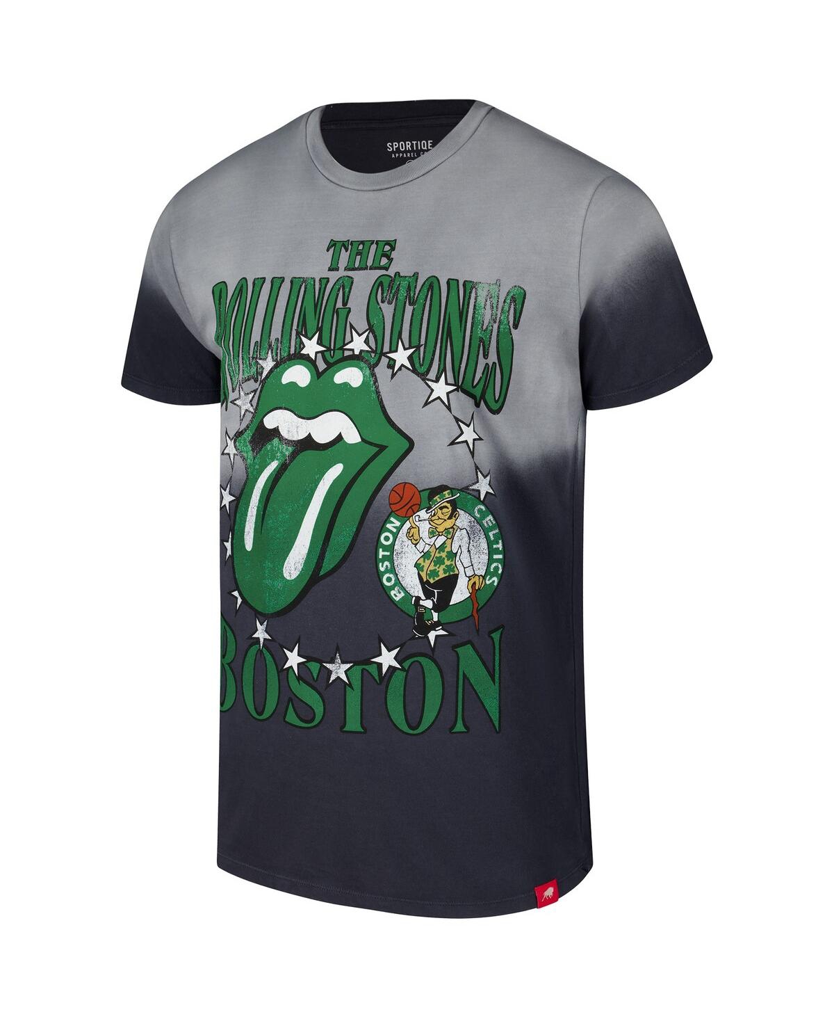 Sportiqe Men's And Women's Gray Rolling Stones X Boston Celtics Bingham Collab T-shirt In Gray