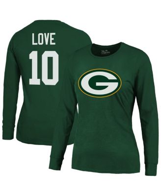 Majestic - Women's Jordan Love Green Green Bay Packers Name Number Long Sleeve T-Shirt