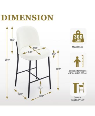 Bar Stools Set of 3, 28 Inches Modern Counter Height Bar Stools with High Back Metal Legs, Upholstered Tall Barstools for Kitchen Island, Cafe, Pub