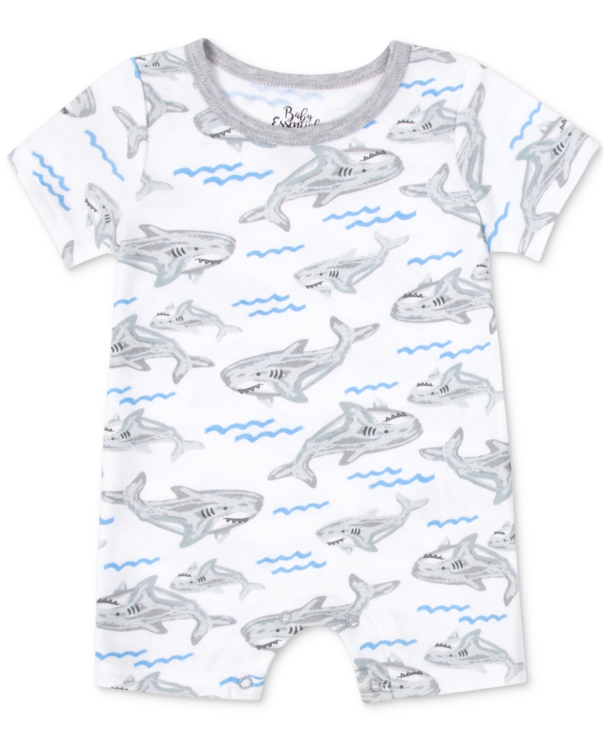 Shop Baby Essentials Baby Boys 2-pc. Shark Rompers Set In Blue