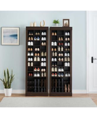 10-Tier Shoe Storage Cabinet, Shoe Rack with 27 Shoe Cubbies and Tall Boots Storage, Freestanding Tall Shoe Organizer for Closet, Entryway, Living Room