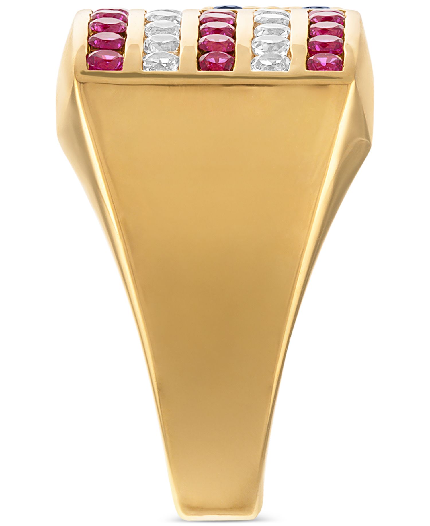 Men's Multi Lab Grown Gemstone Flag Ring (1-3/4 ct. t.w.) in 14k Gold-Plated Sterling Silver