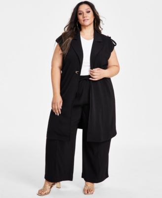 Plus Size Clasp-Front Duster Vest
