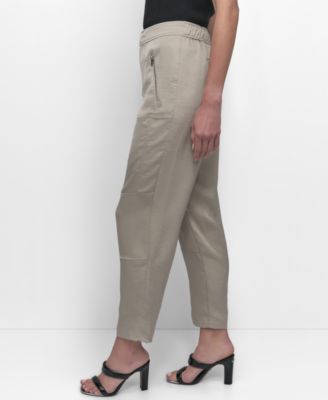 Women's Elastic Waist-Back Zipper Trousers