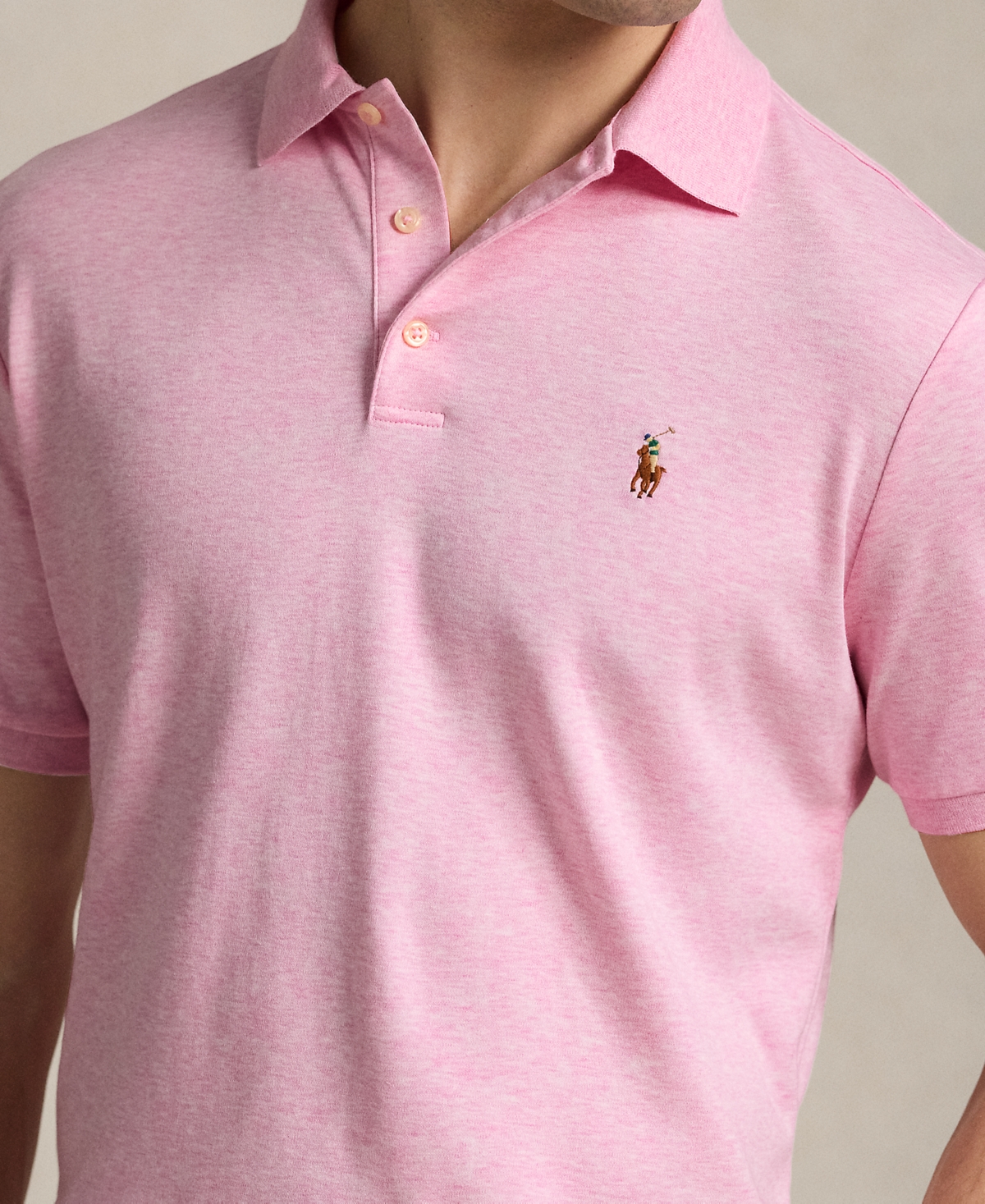 Polo Ralph Lauren Custom Slim Fit Soft Cotton Polo Shirt Man Polo Shirt Pink Size Xxl Cotton In Pink