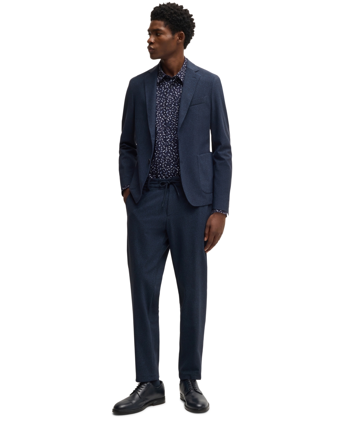 Hugo Boss Boss By  Men's Slim-fit Printed Performance Shirt In Navy