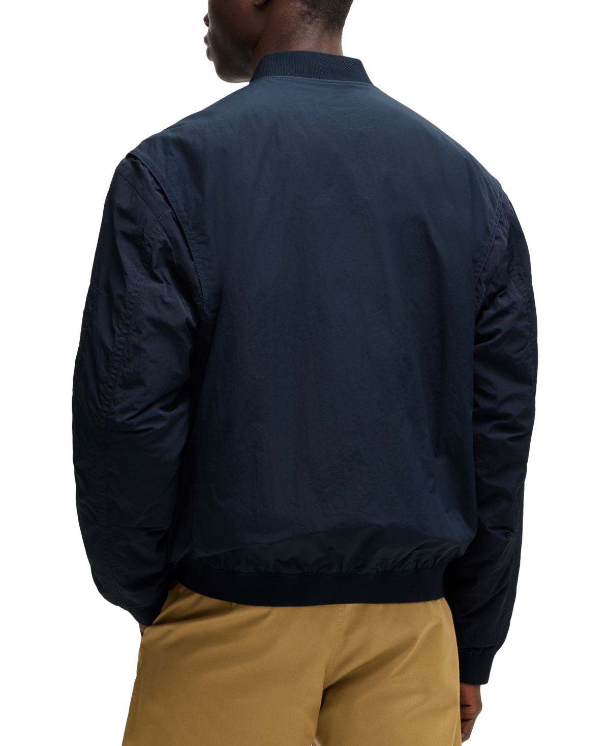 Hugo Boss Boss By  Men's Logo Badge Water-repellent Bomber Jacket In Dark Blue