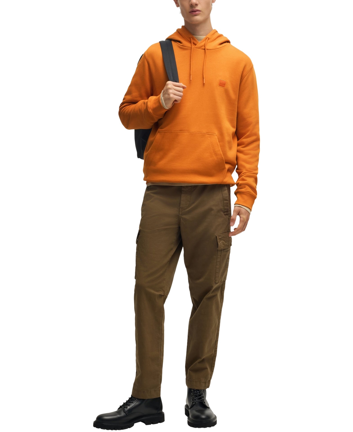 Hugo Boss Orange Cotton Sweater In Orange