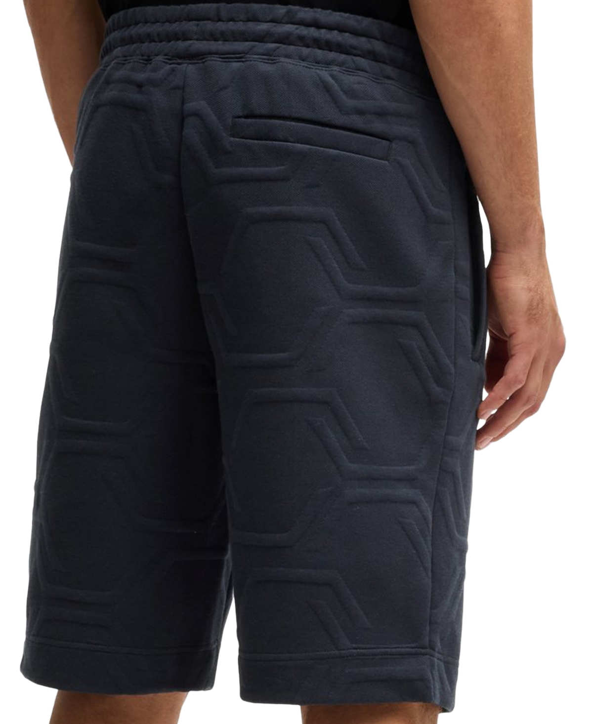 Hugo Boss Boss By  Men's Hexagonal Quilting Relaxed-fit Shorts In Dark Blue