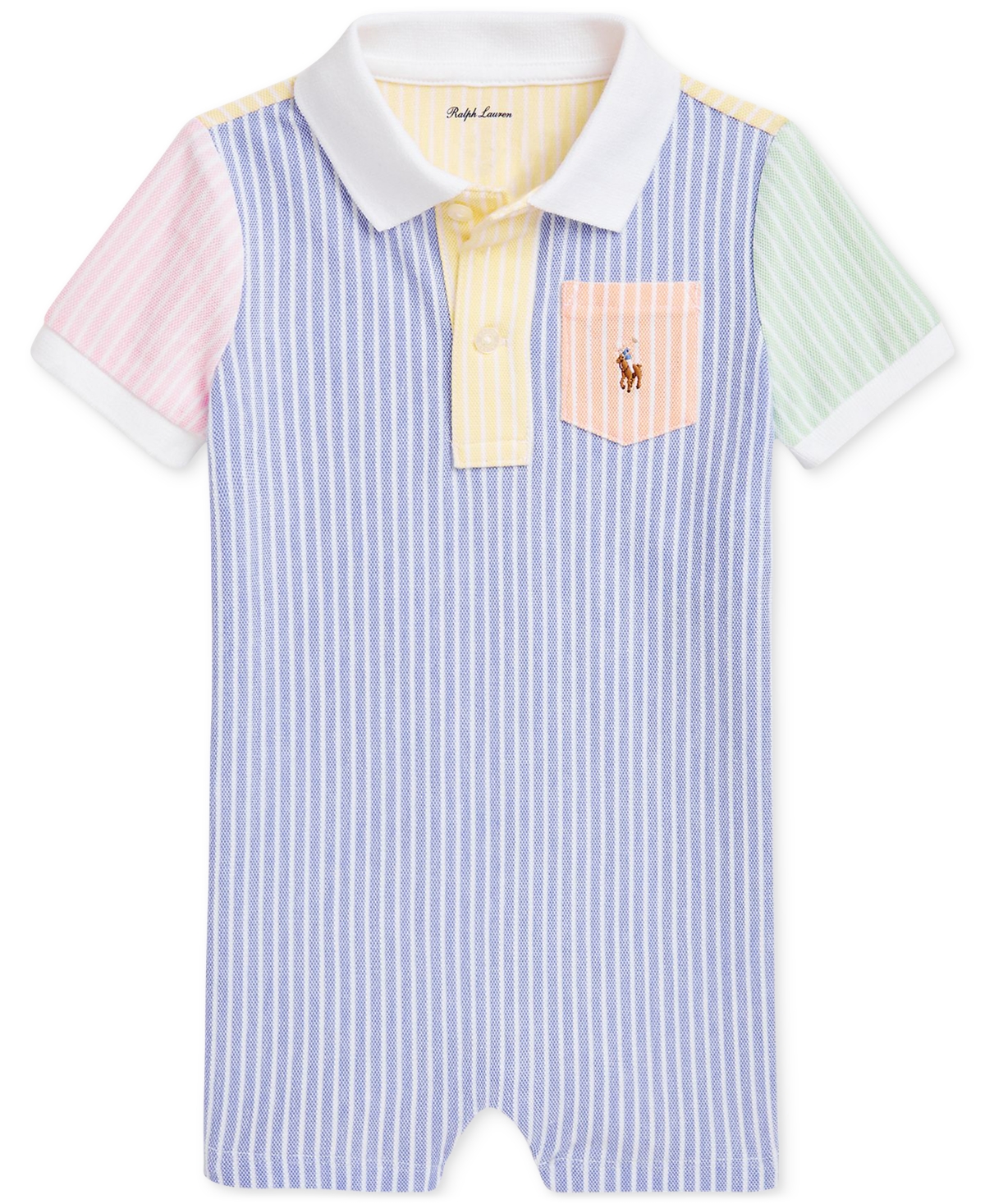 Polo Ralph Lauren Baby Striped Mesh Shortall In Multi