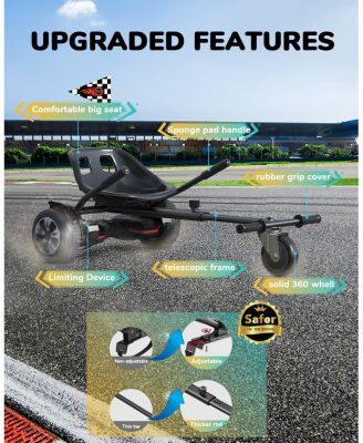 Hoverboard Go Kart Seat Attachment, Compatible with 6.5" 8" 10" Hoverboards, Adjustable Frame Length for Kids and Adults