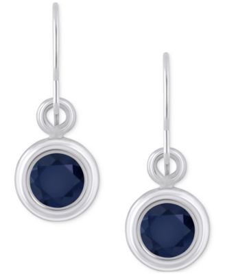 Sapphire Bezel Fish Hook Drop Earrings (3/4 ct. t.w.) in 10k Gold (Also Available in Ruby & Emerald)