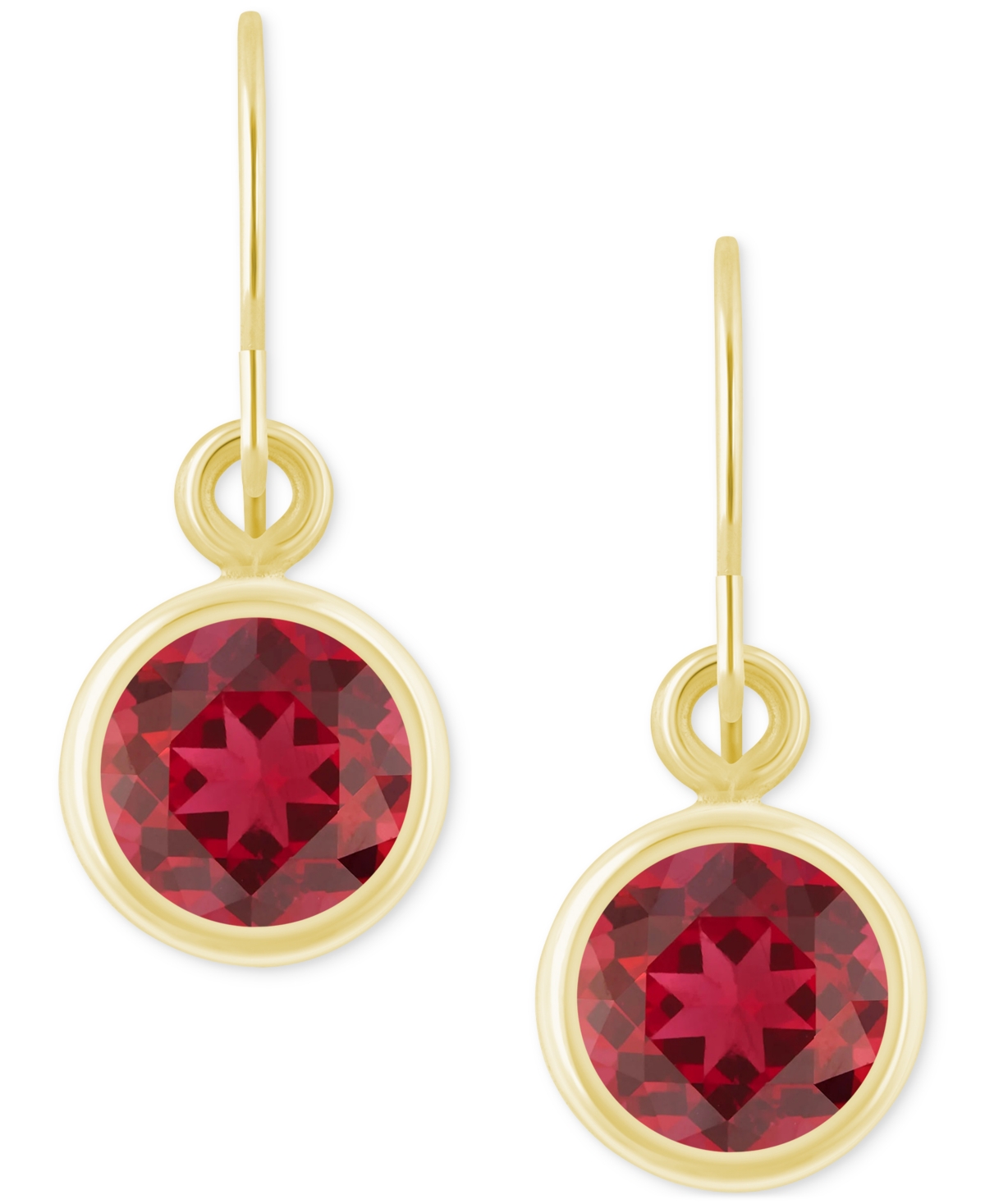 Macy's Created Sapphire Oval Stud Earrings (1-1/2 Ct. T.w.) In 10k Yellow Gold (also In Additional Gemstone In Garnet,gold