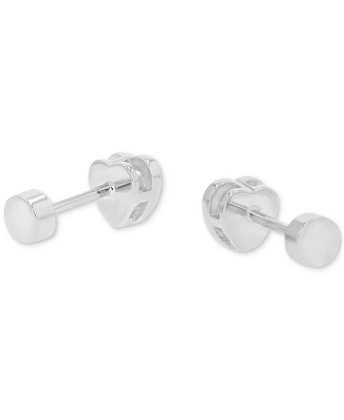 Macy's Cubic Zirconia Heart Stud Earrings (3/4 Ct. T.w.) In 14k Gold-plated Sterling Silver In Silver