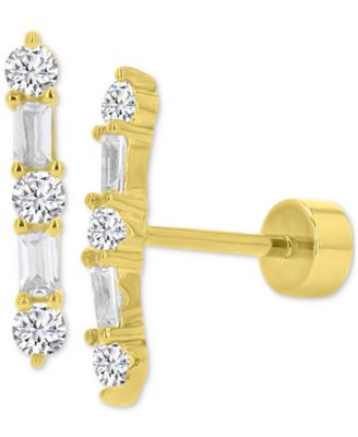 Macy's - Mixed Cubic Zirconia Bar Stud Earrings (5/8 ct. t.w.) in 14k Gold-Plated Sterling Silver