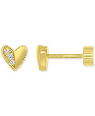 Cubic Zirconia Heart Stud Earrings (1/20 ct. t.w.) in 14k Gold-Plated Sterling Silver