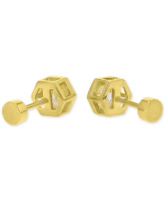 Cubic Zirconia Hexagon Stud Earrings (1-1/4 ct. t.w.) in 14k Gold-Plated Sterling Silver