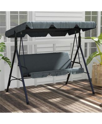 3-Seat Outdoor Patio Swing Chair with Cushions for Comfortable Garden Relaxation-Grey