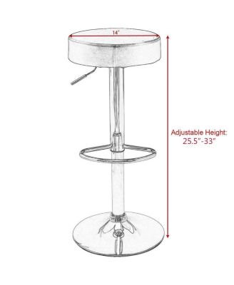 Round Leather Seat Chrome Leg Adjustable Hydraulic Swivel 1 PC Bar Stool