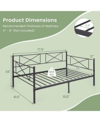Twin Size Platform Bed Frame with Heavy-Duty Metal Slat Support