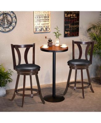 Set of 2 Swivel Bar stool Counter Height Leather Padded Dining Kitchen Chair