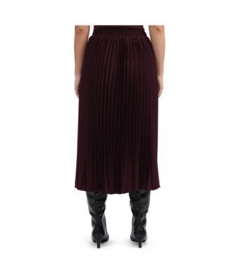 Women's Pleated Satin Midi Skirt