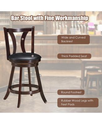 Set of 4 Swivel Bar stool 24'' Counter Height Leather Padded Dining Kitchen Chair