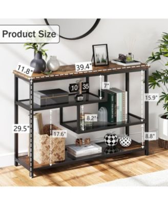 39.4'' Narrow Sofa Table with 4 Tiers Storage Shelf Entryway Table Wood Console Table Thin Sofa Table Side Table Hallway Table for Living Room, Foyer, Hallway, Entrance