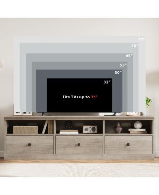 TV Stand for 75 Inch TV, Mid-Century Modern Entertainment Center