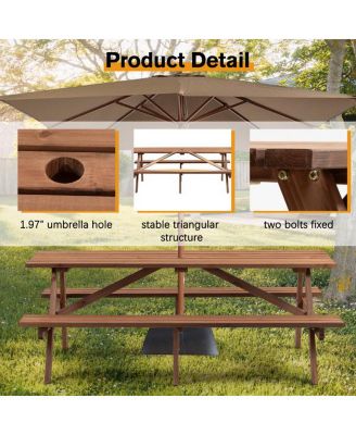 8-Person Wooden Picnic Table for Comfortable and Stylish Outdoor Gatherings