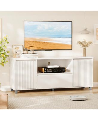 Fluted TV Stand for 65 Inch TV, Entertainment Center with Storage Drawer