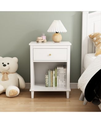 Kids Nightstand with One Drawer and One Shelf for Bedroom Storage and Organization