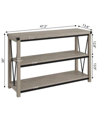 vintage farmhouse style & 3-tier storage, wood, narrow entryway console table for living room, hallway, or behind sofa