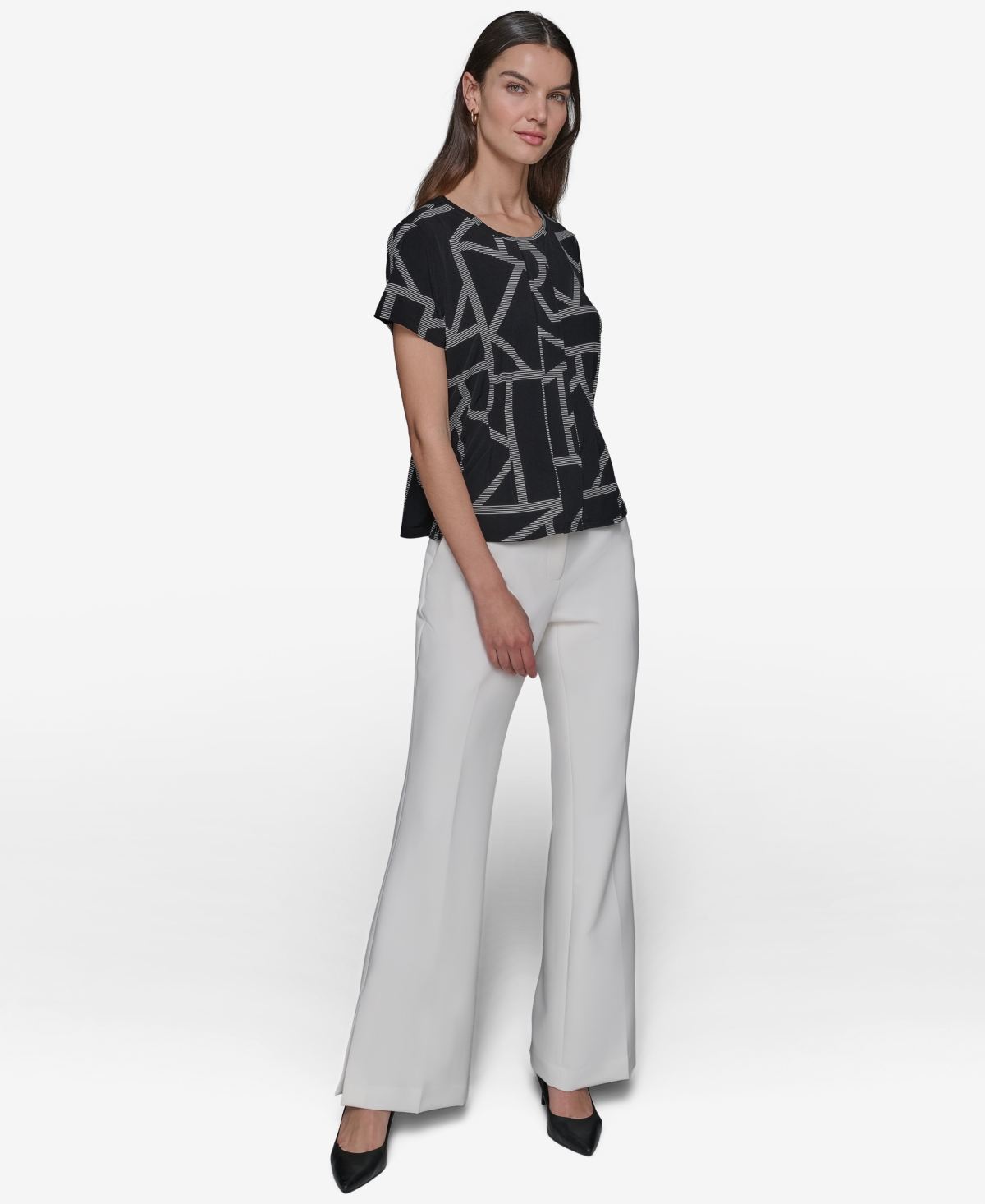 Karl Lagerfeld Paris Women's Logo Peplum Knit Top