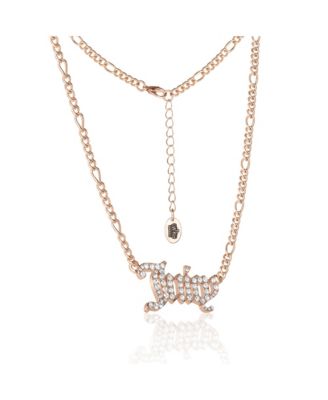 Crystal Script Logo Chain Necklace