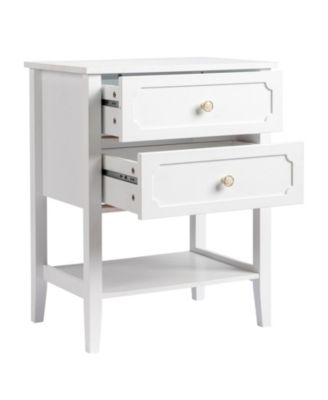 Nightstand End Side Table with 2 Drawers for Convenient Storage and Modern Design